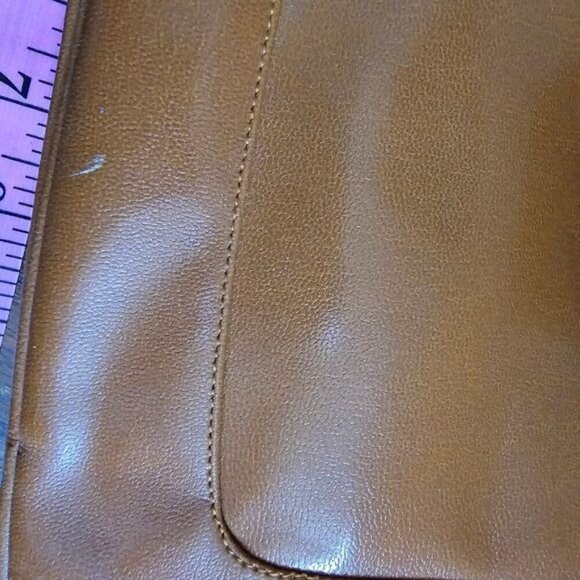 Vintage Lou Taylor Light Brown Structured Leather Classic Shoulder Purse - Picture 6 of 10